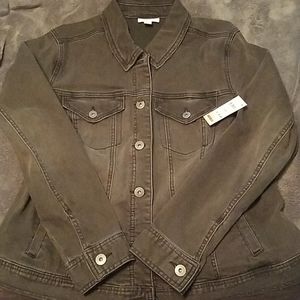 Donating soon! NWT black-gray denim jacket